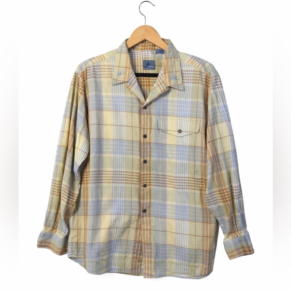 Liz Wear Plaid Button Down Shirt Women’s Medium Oversized Cotton Casual